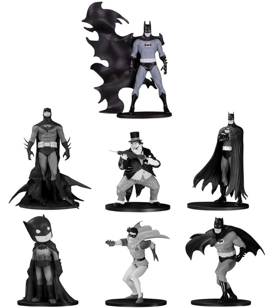 batman black and white mini statues