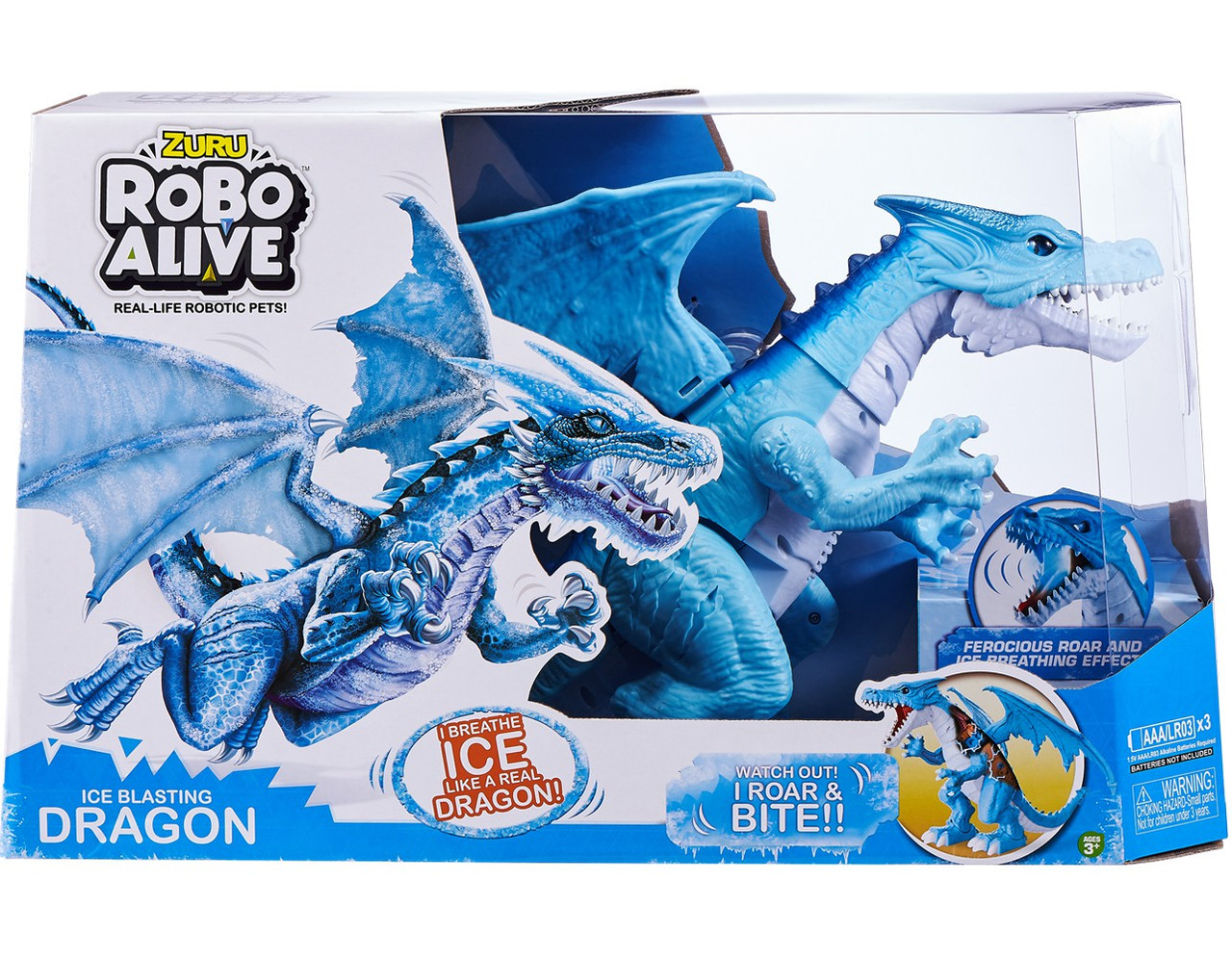 Robo Alive Ice Blasting Dragon Robotic Pet Figure Blue Zuru Toys