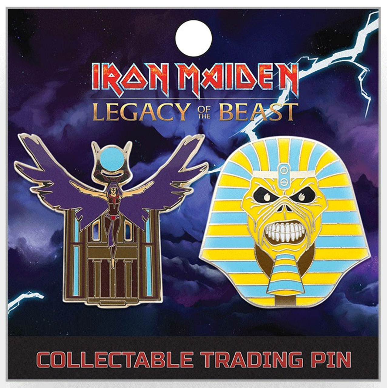 Iron Maiden Iron Maiden Legacy Of The Beast Pharaoh Eddie The Goddess Aset 2 Lapel Pin Set Toywiz - american flag lapel pin roblox