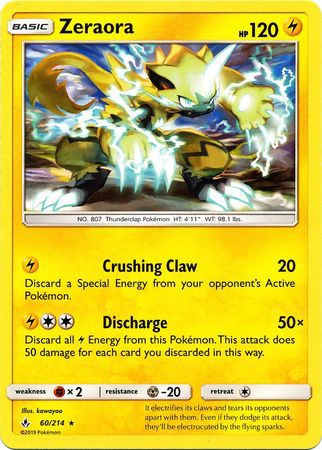 Pokemon Sun Moon Unbroken Bonds Single Card Rare Zeraora 60 Toywiz