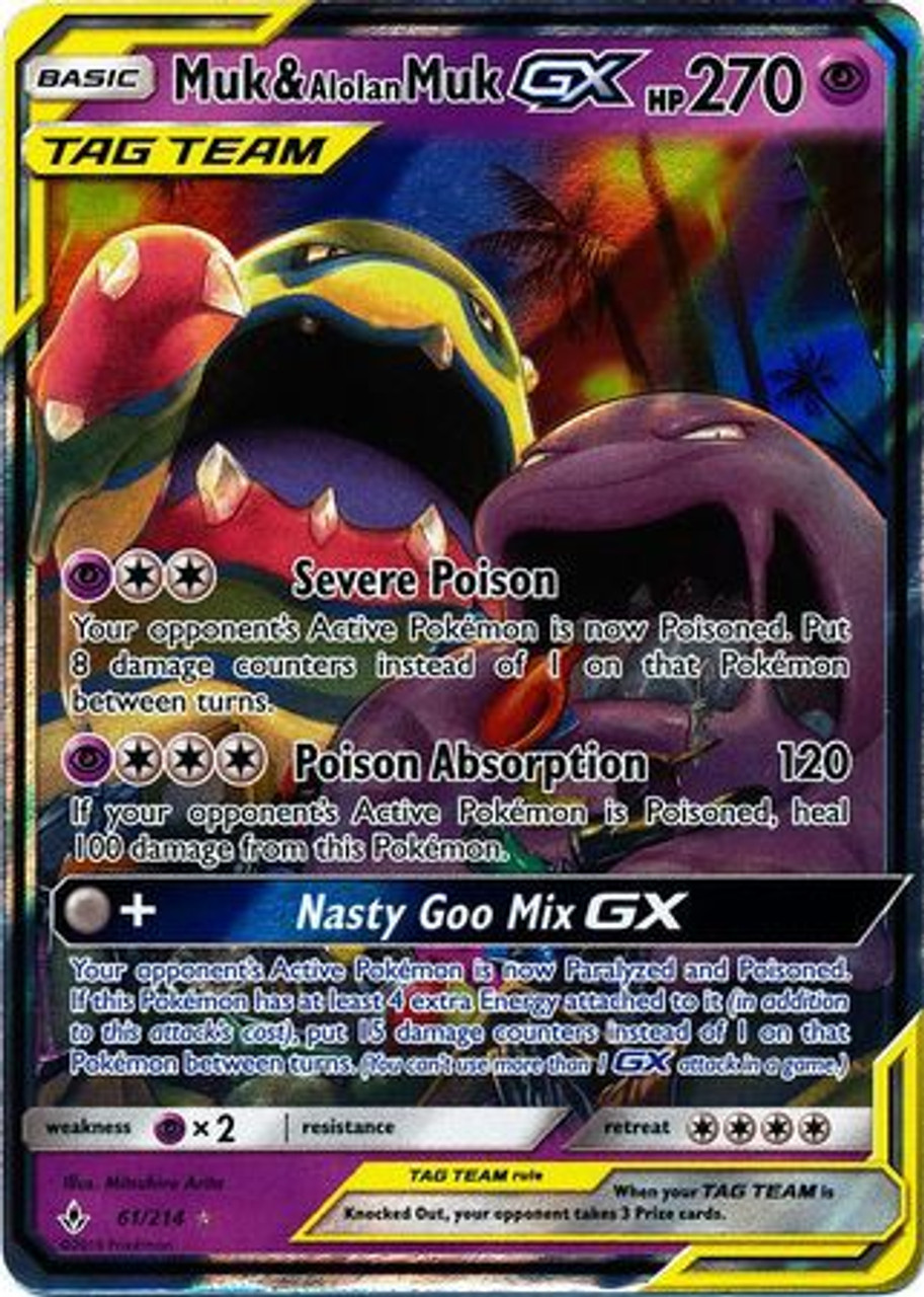 Pokemon Sun Moon Unbroken Bonds Ultra Rare Holo Muk Alolan Muk Gx 61