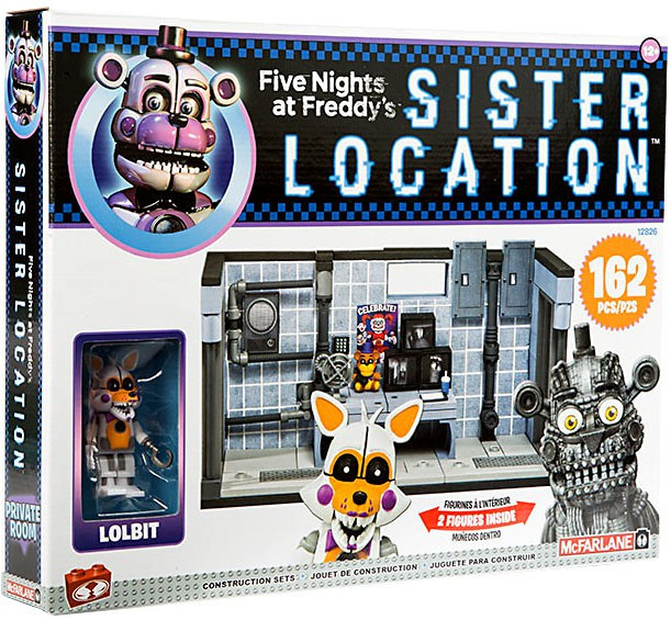 Mcfarlane Toys Five Nights At Freddys Private Room Exclusive Construction Set Lolbit Jumpscare Funtime Freddy Damaged Package - 