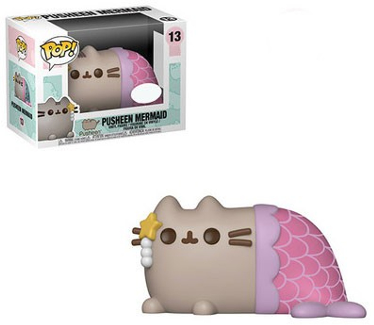 Funko Pusheen Pop Animation Pusheen Mermaid Exclusive Vinyl Figure 13 Pink Scales Damaged Package Toywiz - pusheen roblox shirt code