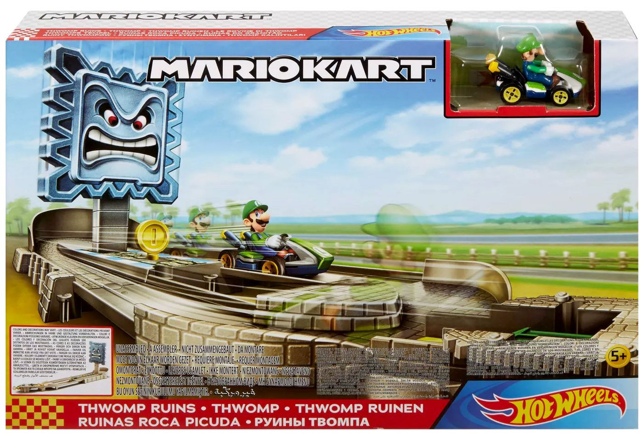 Hot Wheels Mario Kart Thwomp Ruins 164 Track Set with Luigi Mattel Toys