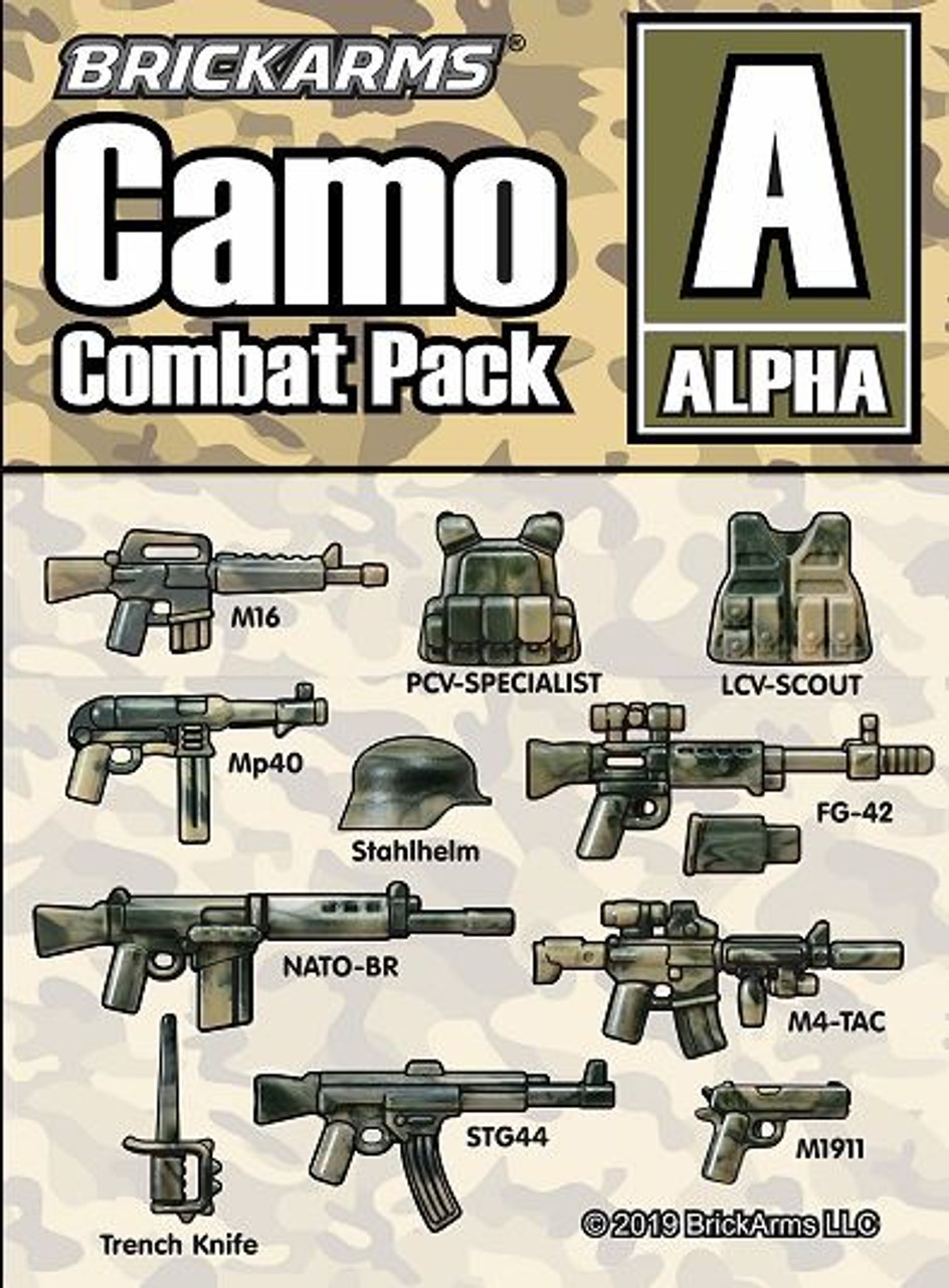 Brickarms Camo Combat Pack A 2 5 Weapons Pack Alpha Toywiz - dark camo paintball mask t shirt roblox