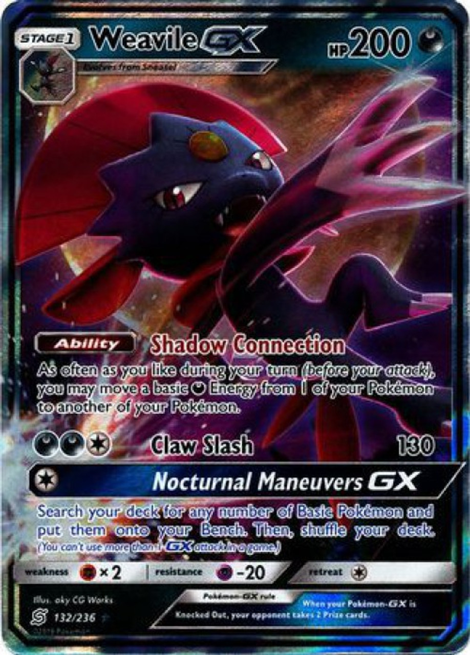 Pokemon Trading Card Game Unified Minds Ultra Rare Holo Weavile Gx 132