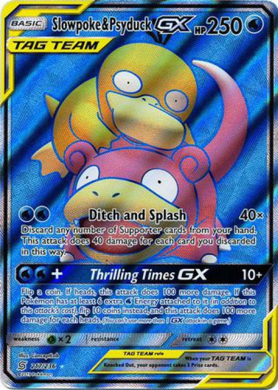 Pokemon Trading Card Game Unified Minds Ultra Rare Slowpoke Psyduck Gx 217