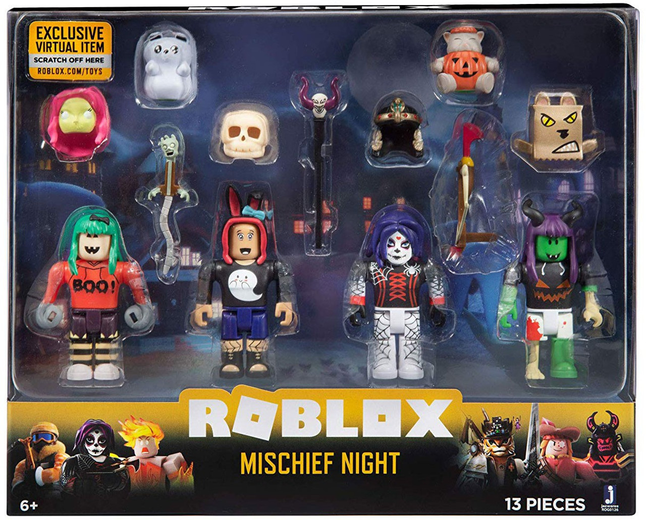 Roblox Mix Match Mischief Night 3 Figure 4 Pack Set Jazwares Toywiz - roblox figure 4 pack punk rockers mix match set