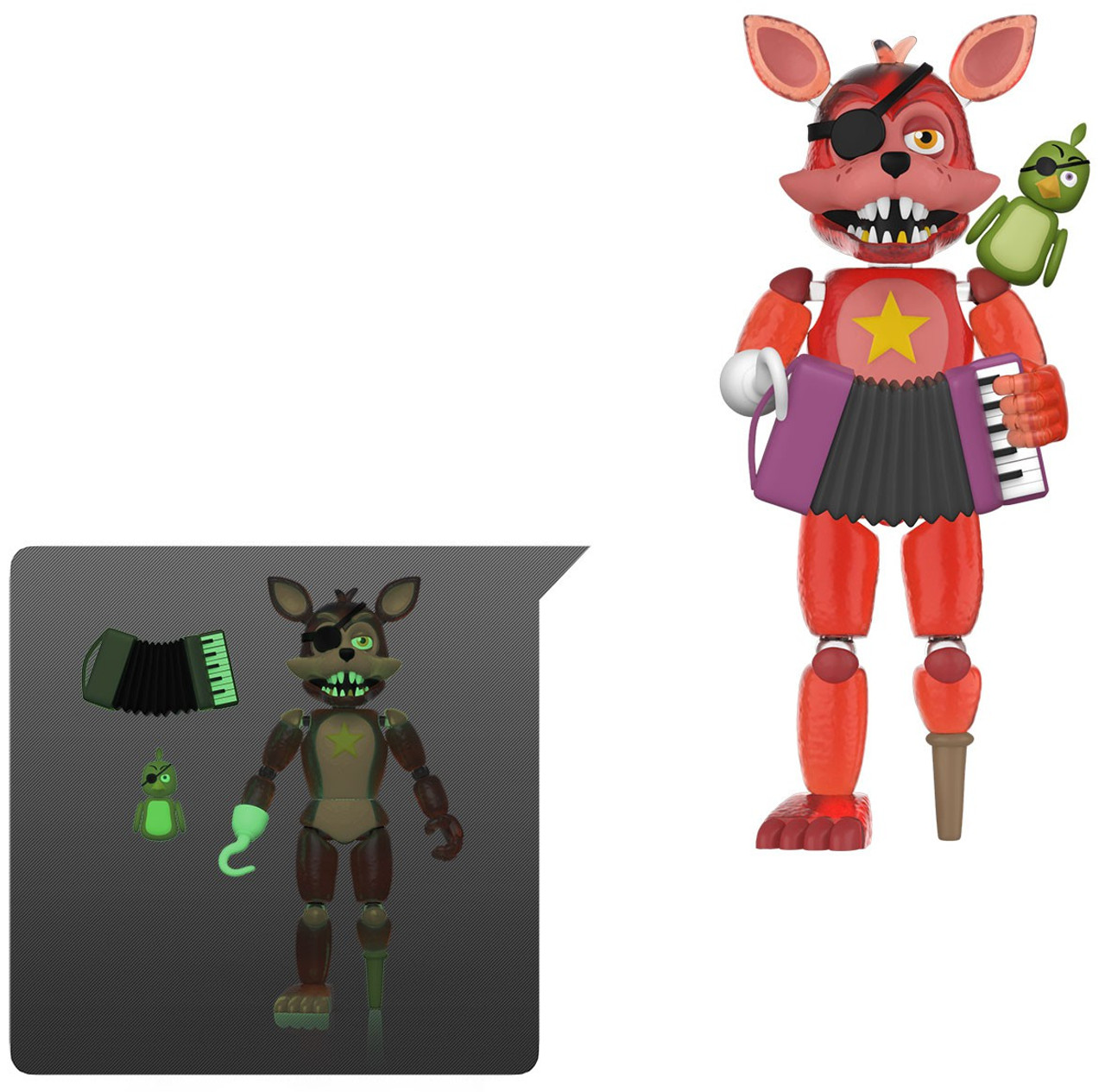 Funko Five Nights At Freddys Pizzeria Simulator Rockstar Foxy Action Figure Translucent Glow In The Dark Toywiz - cute foxy in a bag fnaf roblox