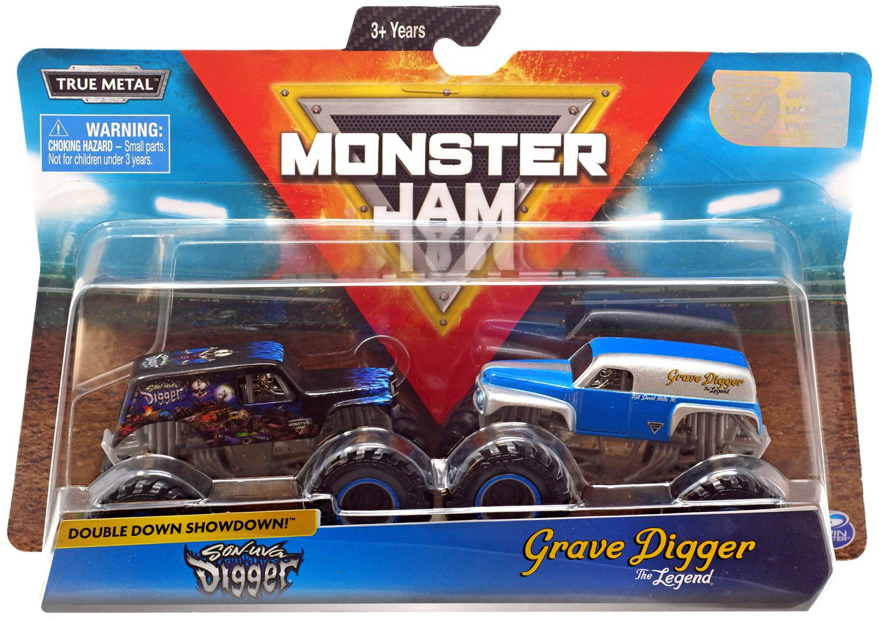 Monster Jam Double Down Showdown Son Uva Digger Grave Digger The Legend 164 Diecast Car 2 Pack Spin Master Toywiz - roblox gear id for ice digger