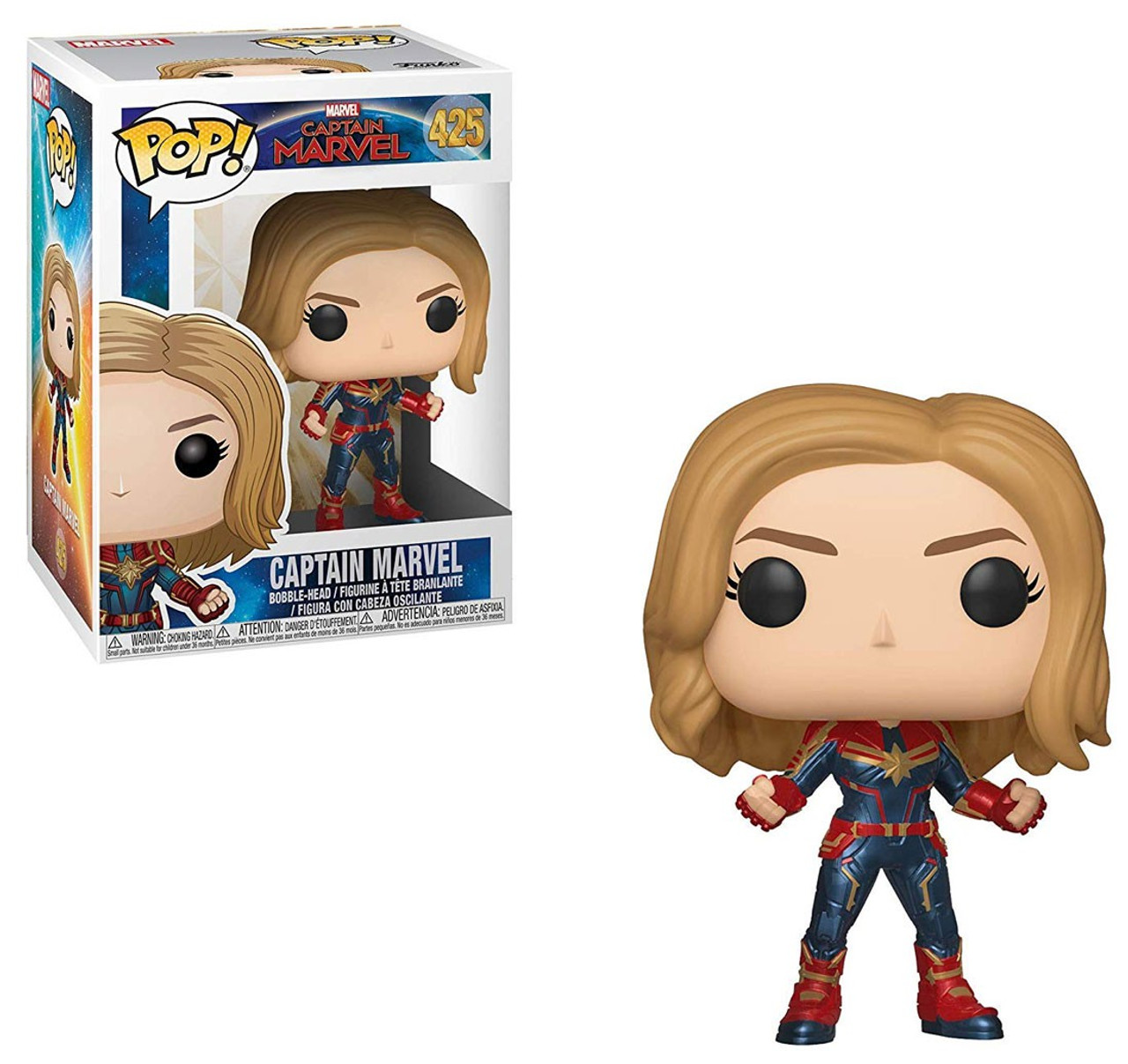 Funko Captain Marvel Pop Marvel Captain Marvel Vinyl Figure 425 No Helmet Regular Version Damaged Package Toywiz - captain marvel helmet roblox