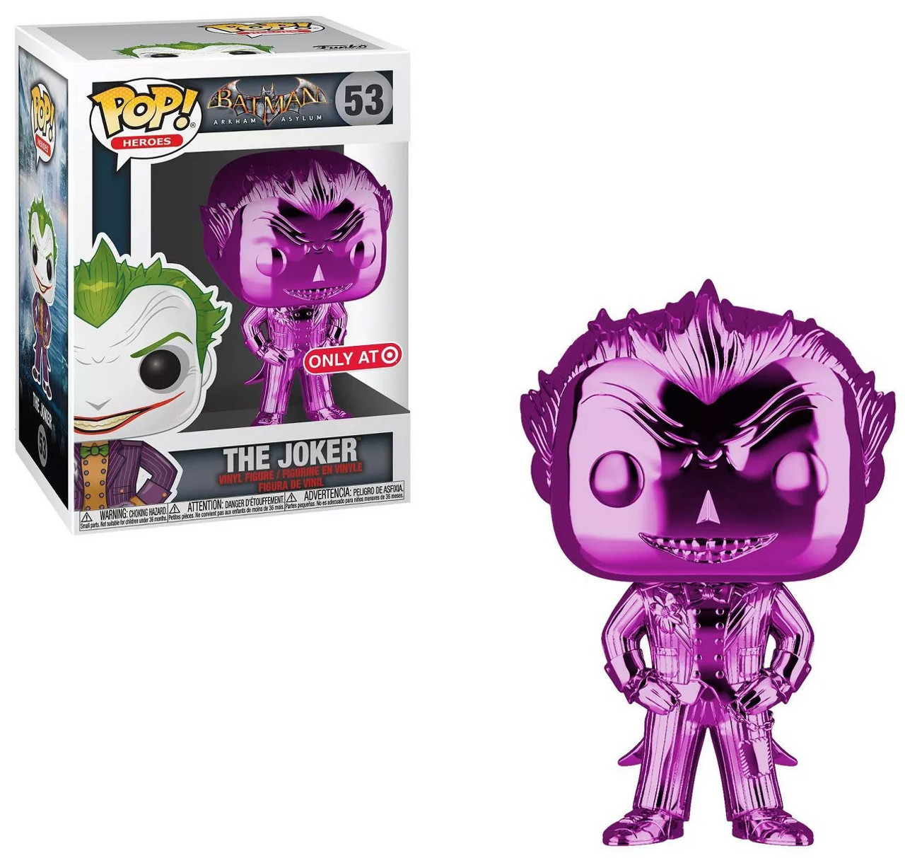 Funko Batman Arkham Asylum Pop Heroes The Joker Exclusive Vinyl Figure 53 Purple Chrome Toywiz - roblox codes for batman arkham generations