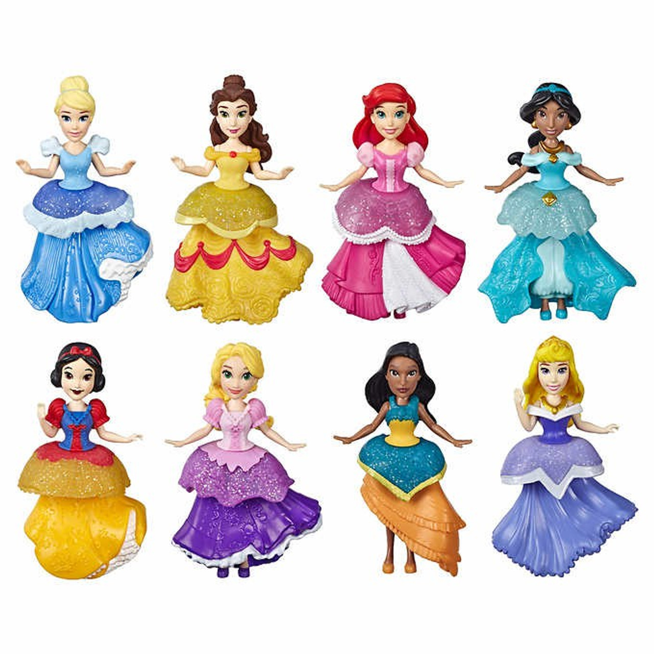 disney princess sparkling styles set of 7 dolls