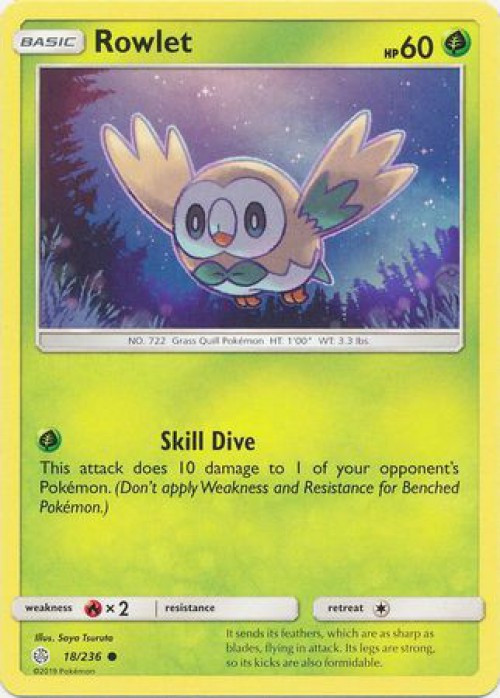 Pokemon Trading Card Game Cosmic Eclipse Single Card Common Rowlet 18 Toywiz