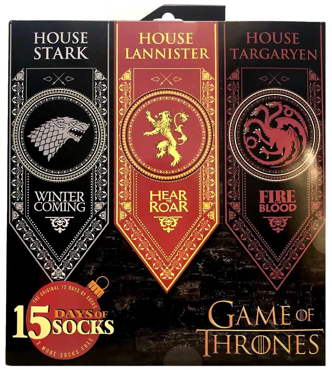 Game Of Thrones Mens 15 Days Of Socks Exclusive 15 Pack Shoe Size