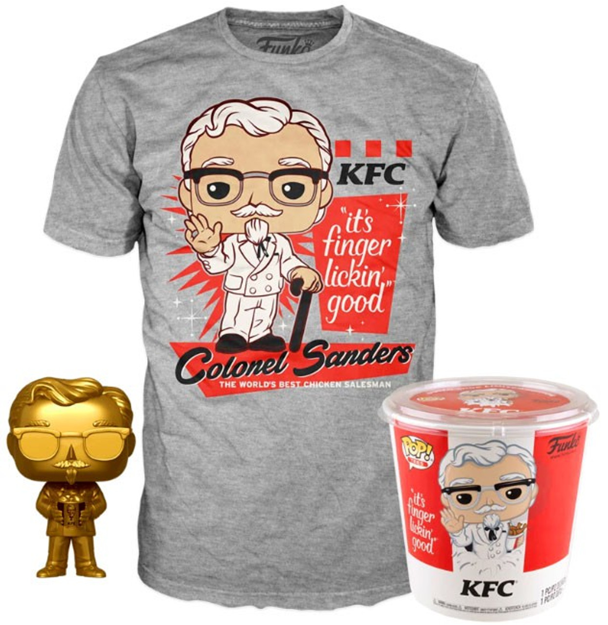 Funko Kfc Pop Icons Colonel Sanders Gold Vinyl Figure Tee Shirt 05 Size Large Toywiz - roblox zombies are attacking kfc