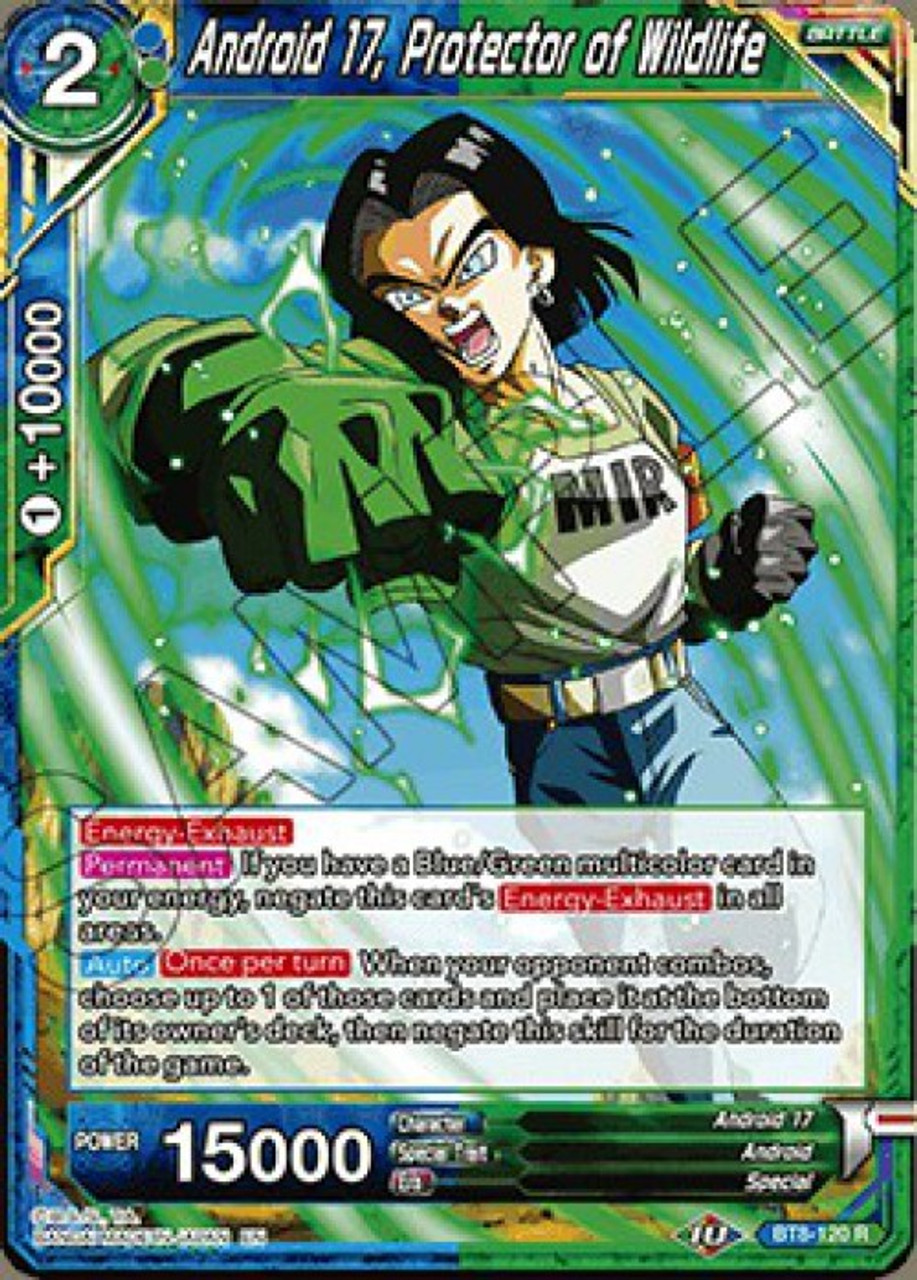 Dragon Ball Super Collectible Card Game Malicious Machinations Single Card Rare Android 17 Protector Of Wildlife Bt8 120 Toywiz - android 17 roblox dbz