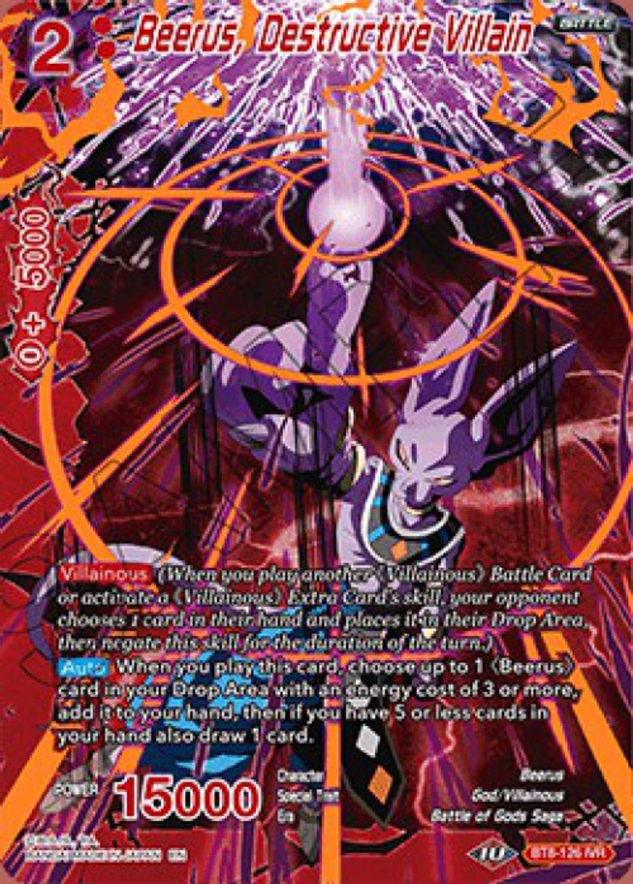 Dragon Ball Super Collectible Card Game Malicious Machinations Single Card Ignoble Villain Rare Beerus Destructive Villain Bt8 126 Toywiz - roblox ignoble