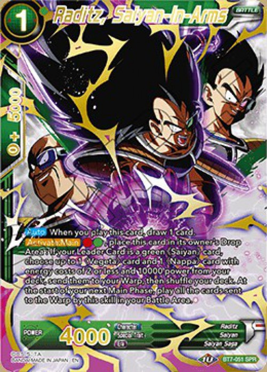 Dragon Ball Super Collectible Card Game Assault Of The Saiyans Single Card Special Rare Raditz Saiyan In Arms Bt7 051spr Toywiz - raditz ssj roblox