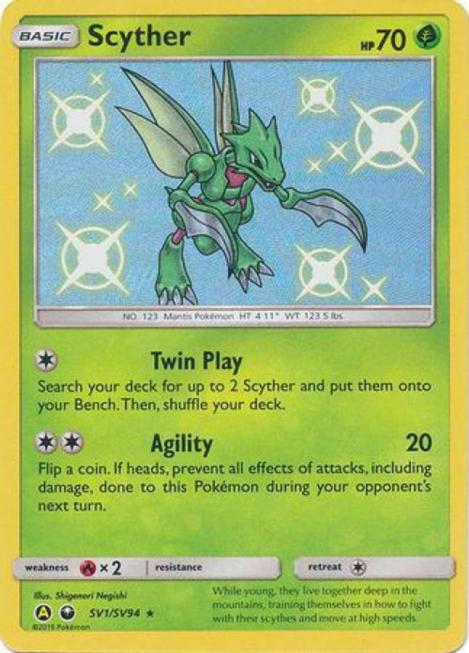 Pokemon Trading Card Game Hidden Fates Single Card Shiny Rare Scyther Sv1 Toywiz - cute tiny shiny capterpie roblox