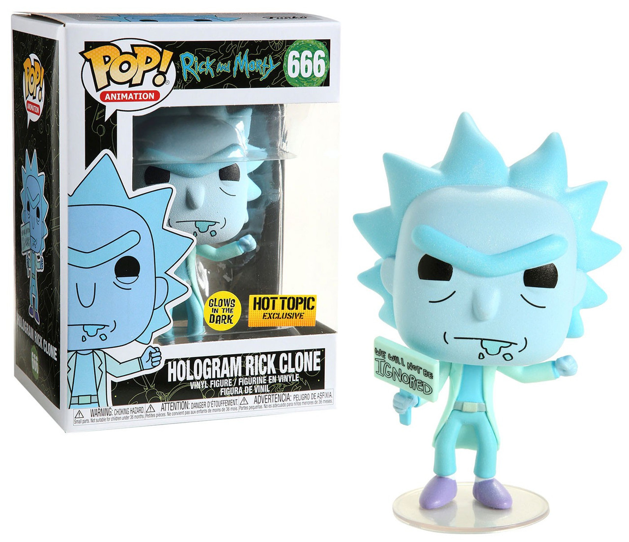 Funko Rick Morty Pop Animation Hologram Rick Clone Exclusive Vinyl Figure 666 Glow In The Dark Toywiz