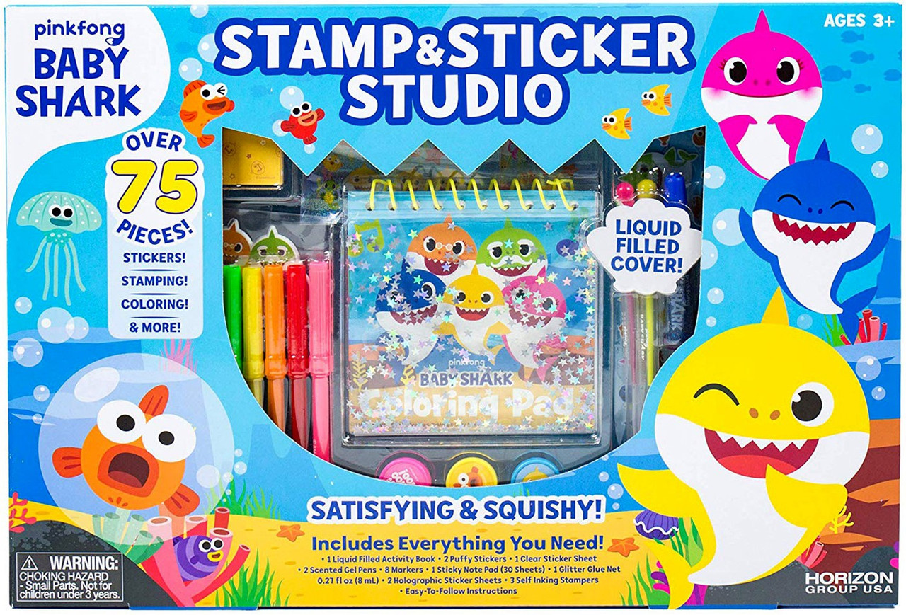 Pinkfong Baby Shark Stamp Sticker Studio Art Kit Horizon Group Toywiz - flamingo sings baby shark roblox id roblox music codes in 2020 baby shark roblox singing