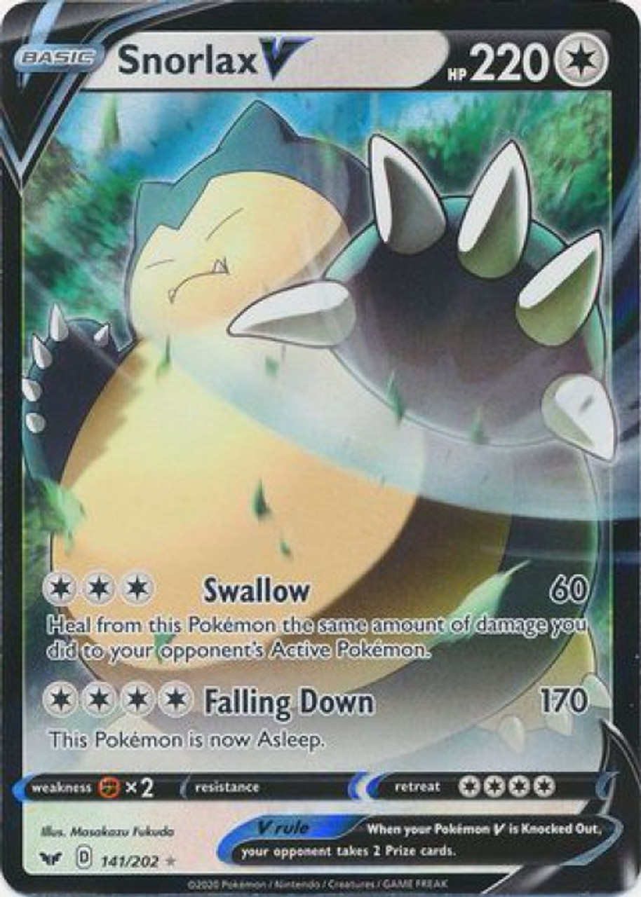 Pokemon Sword Shield Base Set Single Card Ultra Rare Snorlax V 141 Toywiz Pokemon Sword Shield Base Set Single Card Ultra Rare Snorlax V 141 Toywiz