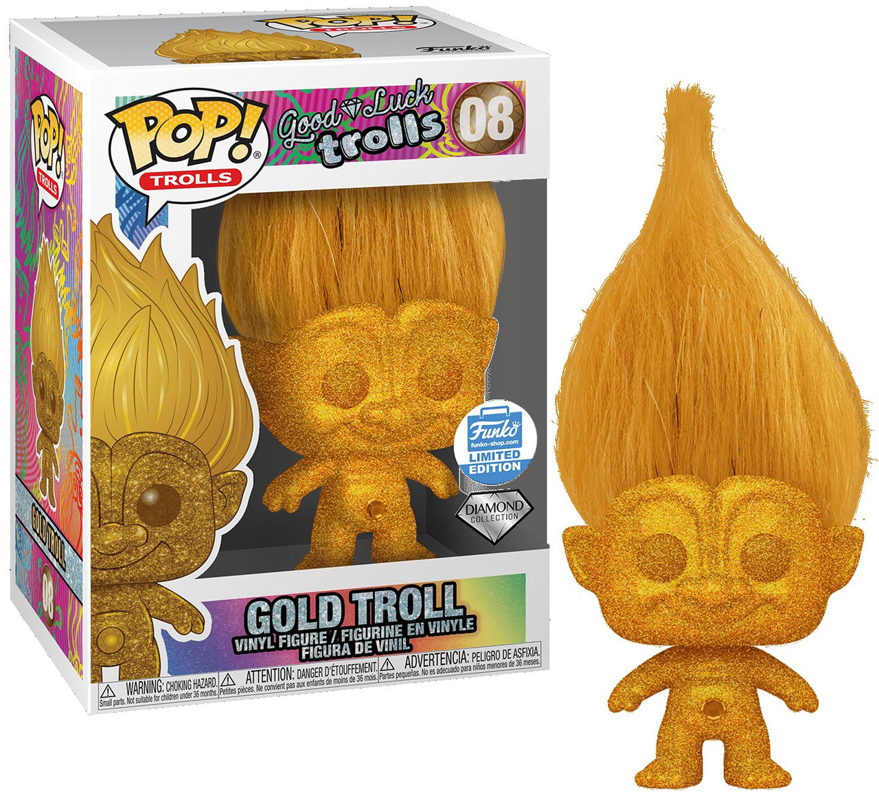Funko Good Luck Trolls Pop Trolls Gold Troll Exclusive Vinyl Figure 08 Diamond Collection Toywiz - troll soda roblox