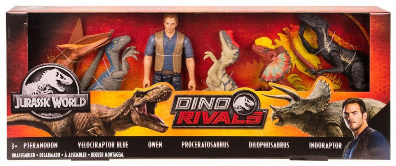 jurassic world owen and dinosaur figures set