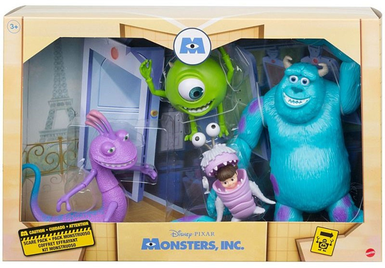 Disney Pixar Monsters Inc Scare Pack 4 Action Figure 4 Pack Mike Sulley Boo Randall Mattel Toywiz - monsters inc song roblox id