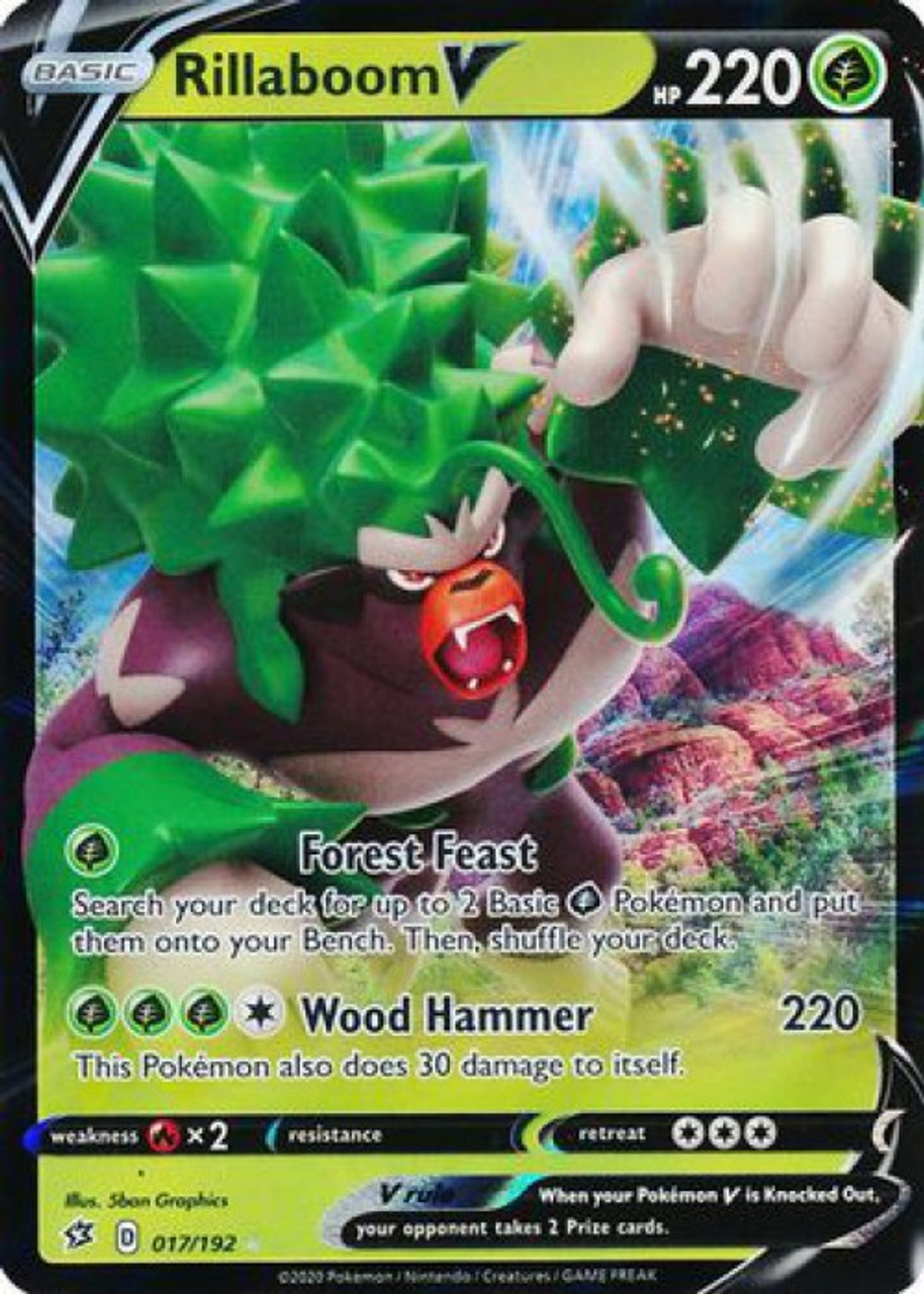 Pokemon Sword And Shield Rebel Clash Ultra Rare Holo Rillaboom V 17