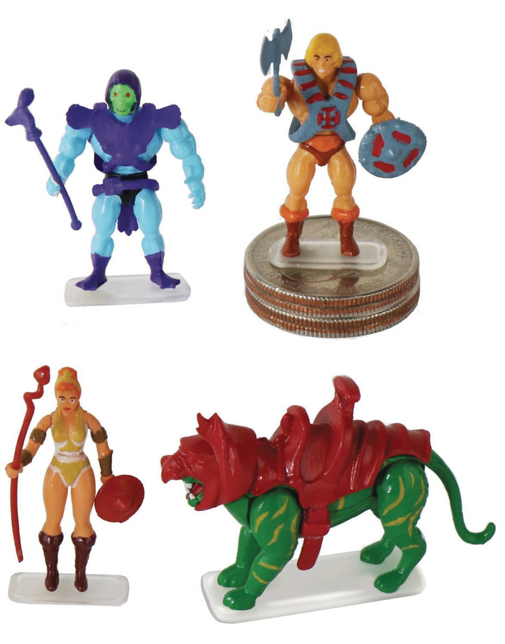 Worlds Smallest Masters Of The Universe He Man Skeletor Teela Battle Cat 1 25 Set Of 4 Micro Figures Super Impulse Toywiz - battle cat roblox