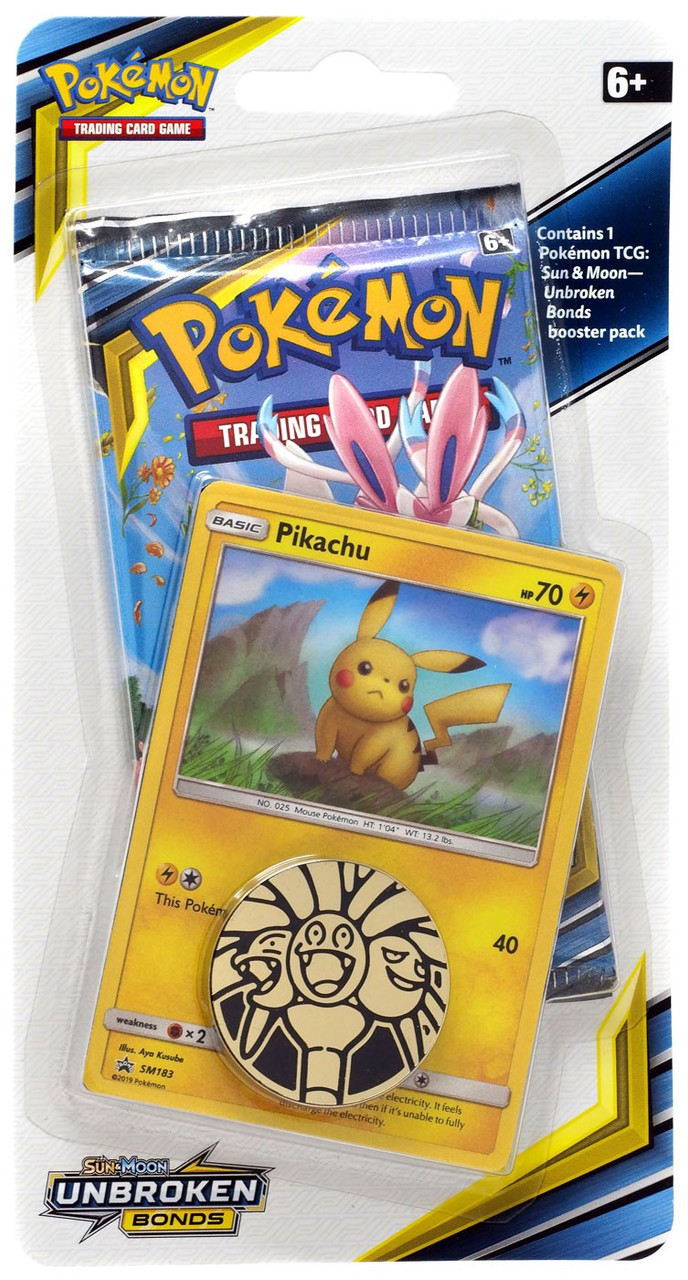 Pokemon Trading Card Game Sun Moon Unbroken Bonds Pikachu Blister Pack Booster Pack Promo Card Coin Pokemon Usa Toywiz - roblox blister game pack