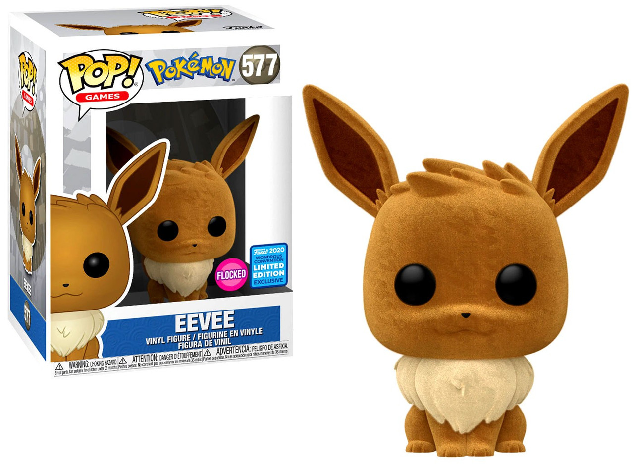 Funko Pokemon POP Games Eevee Exclusive Vinyl Figure 577 Flocked