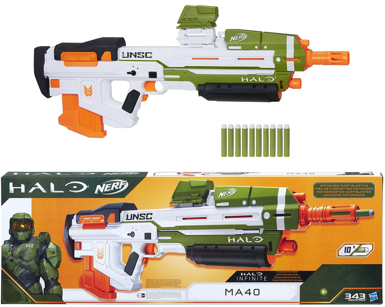 Nerf Halo Ma 40 Motorized Dart Blaster Includes Game Card To Unlock Digital Game Asset Hasbro Toys Toywiz - nerf vest roblox id music
