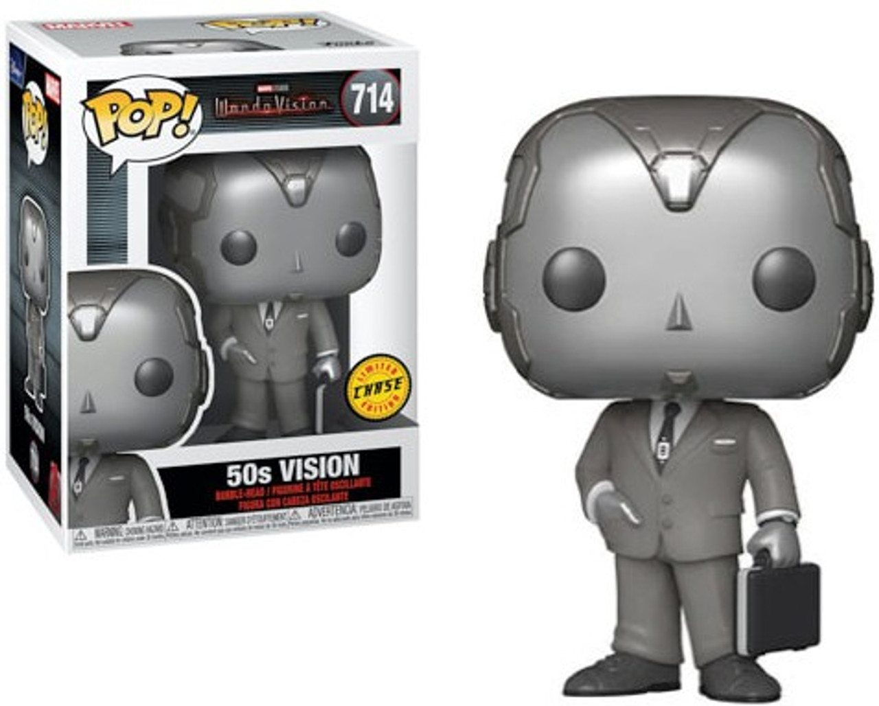 Funko Pop Vision 50s Black and White Chase Figure with Robot//Andriod Head WandaVision