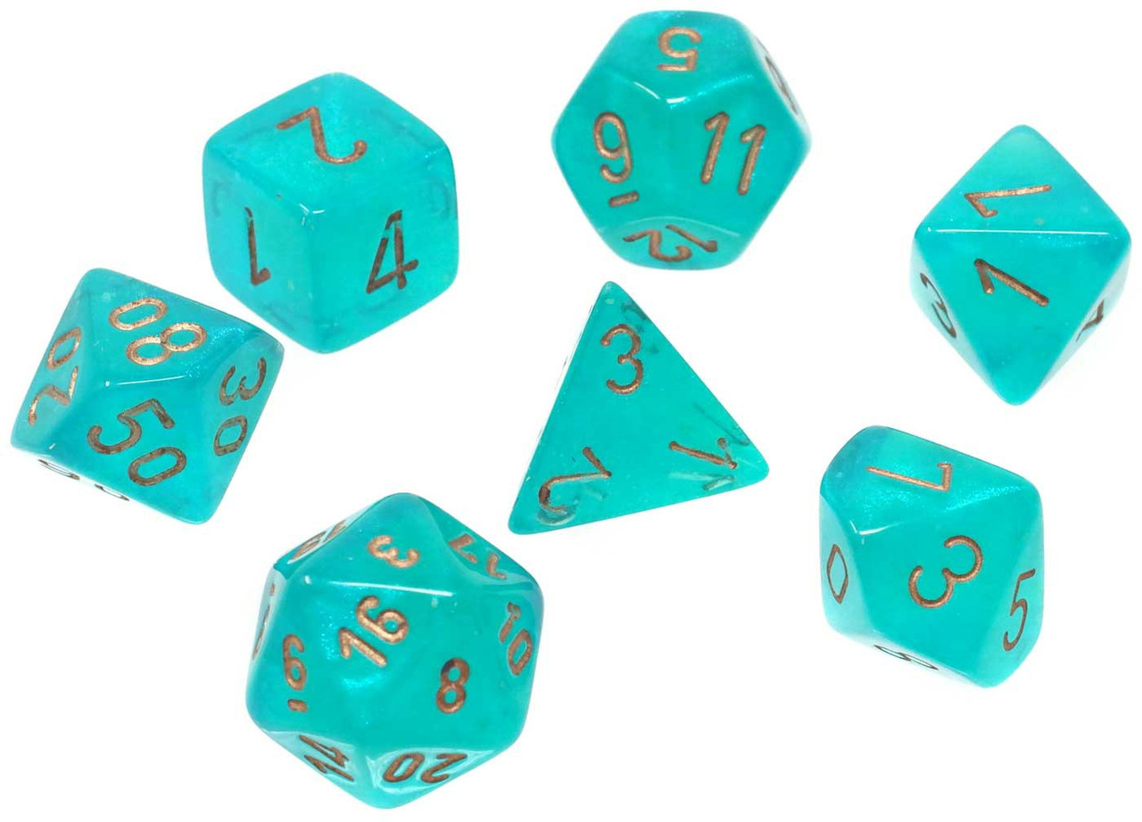 Chessex Borealis Teal Gold Luminary Polyhedral 7 Die Dice Set 27585 Toywiz - code for dice element in roblox
