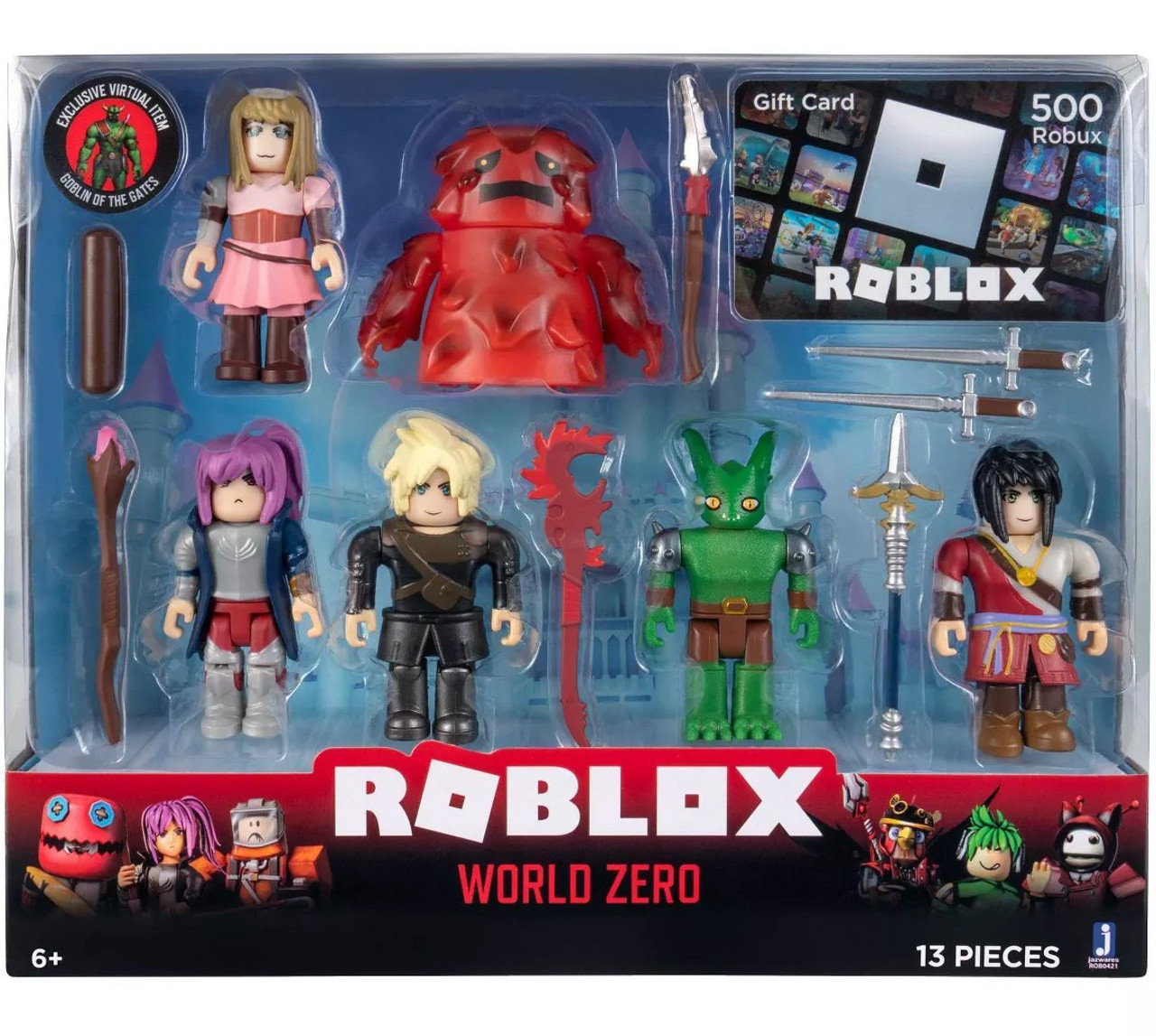 Roblox World Zero Exclusive 3 Action Figure 6 Pack Includes 500 Robux Gift Card Jazwares Toywiz - roblox champions of roblox six figure pack