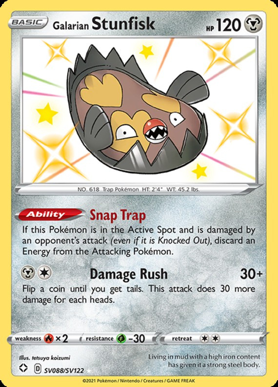 stunfisk pokemon card POKMON GAME sv3 059/108 U RarityCommon Hit Points110 HP Lightning Pouncing Trap (30) During your opponents next turn Stunfisk Surging Sparks | Pokmon