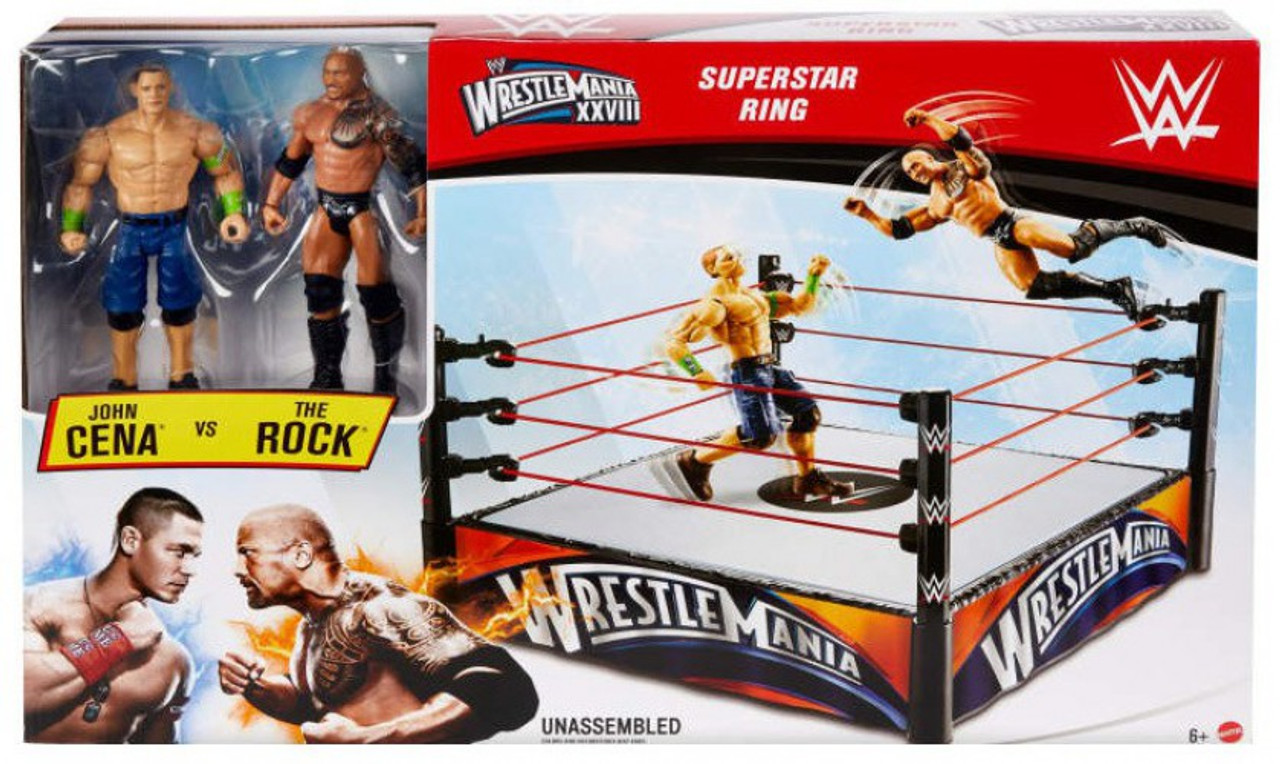 Wwe Wrestling Wrestlemania Xxviii Superstar Ring Includes John Cena The Rock Action Figures Mattel Toys Toywiz