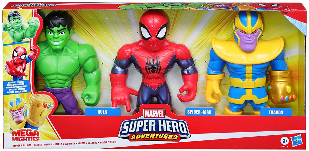 Marvel Super Hero Adventures Mega Mighties Hulk, Spider-Man Thanos