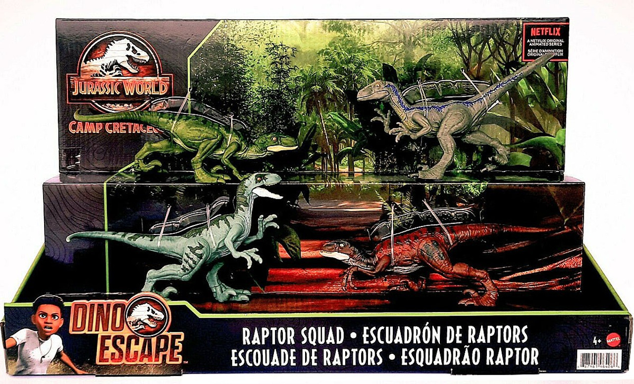 Jurassic World Camp Cretaceous Raptor Squad Exclusive 6 Action Figure 4 Pack Blue Charlie Delta Echo Mattel Toywiz