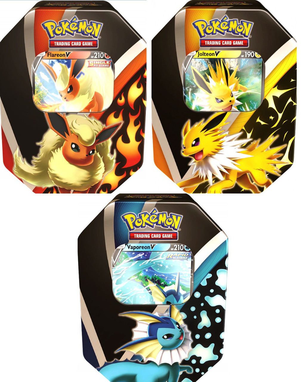 Pokemon Eevee Evolutions Jolteon V, Flareon V Vaporeon V Set of 3