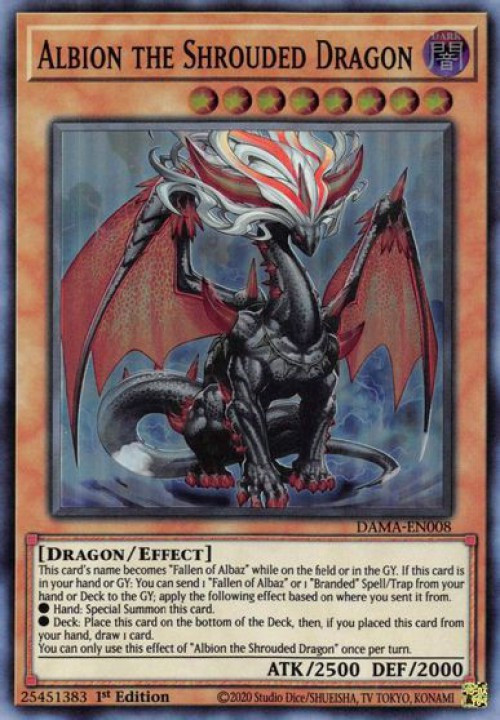 dama yugioh card list dawn of majesty YuGiOh Dawn of Majesty Secret Rare Arrive in Light DAMA-EN050 draw 1 card.You can only use this effect of Albion the Shrouded Dragon once per turn. Dawn of Majesty | YuGiOh