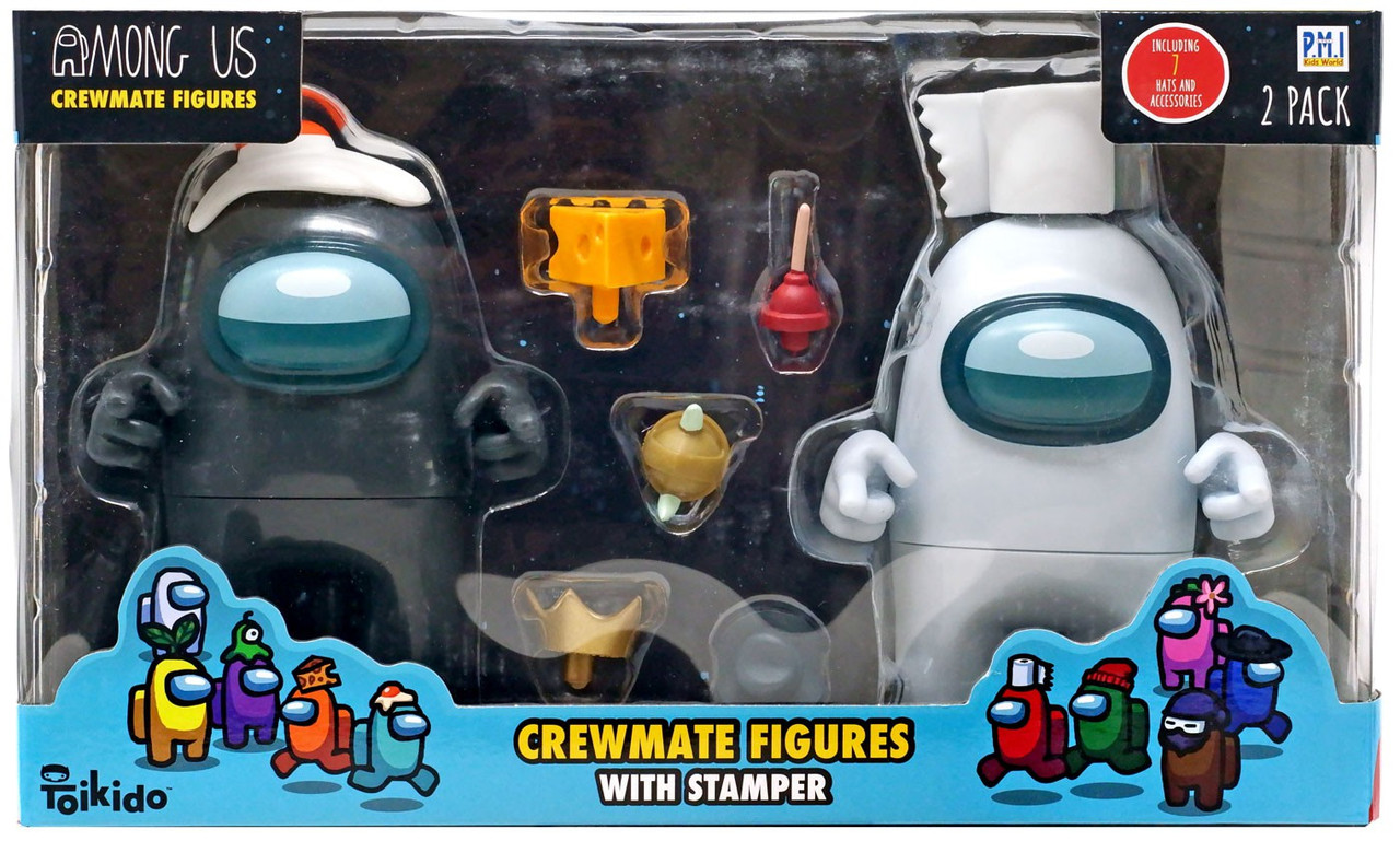 Among Us アクションフィギュア 2パック Among Us Crewmate Figures with Stamper Black Grey 4.5 Action