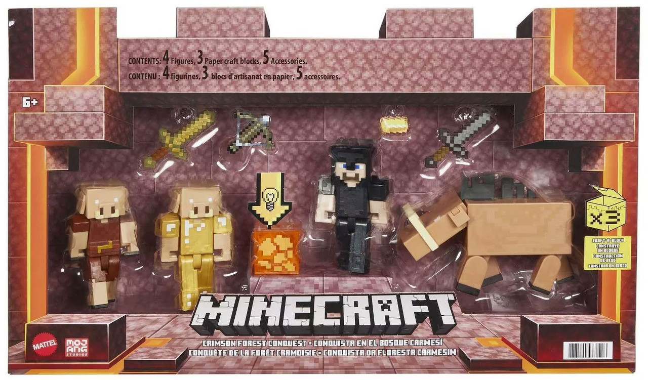 Minecraft Crimson Forest Conquest 3 25 Action Figure Set Mattel Toys Toywiz