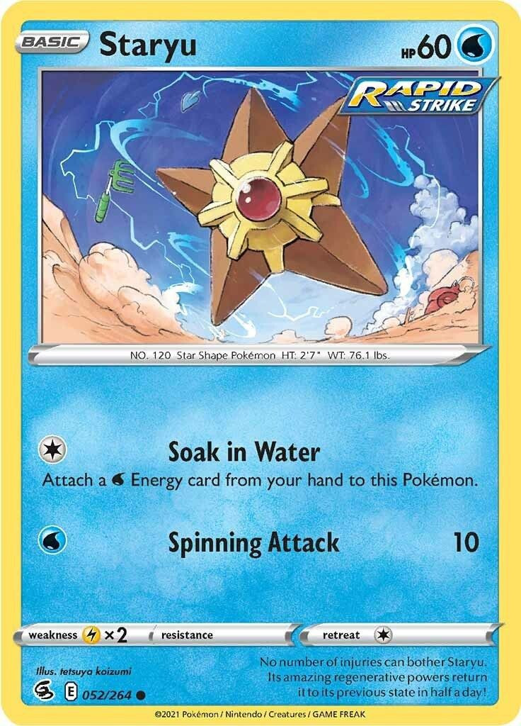 Pokemon Fusion Strike Single Card Common Staryu 52 - ToyWiz