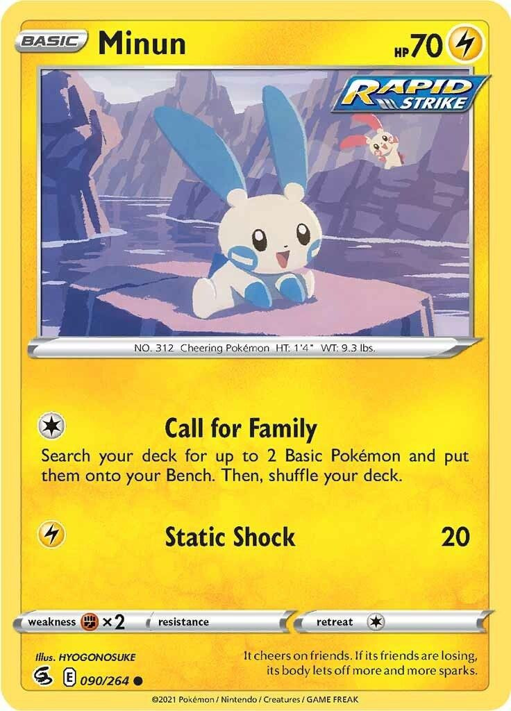 Pokemon Fusion Strike Single Card Common Minun 90 Toywiz