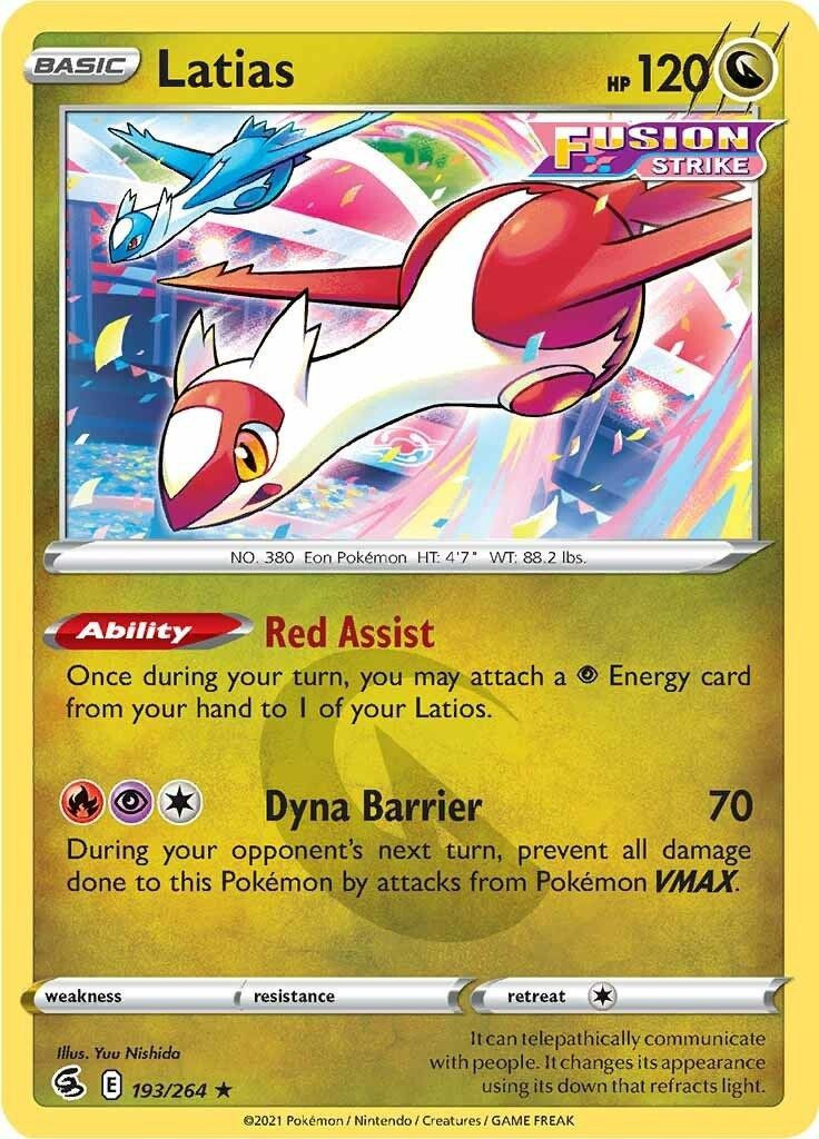 Pokemon Fusion Strike Single Card Rare Latias 193 Toywiz