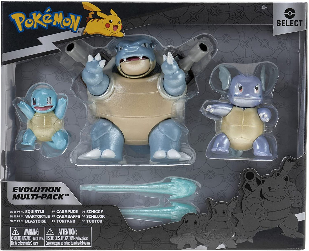 Pokemon Select Squirtle, Wartortle Blastoise 4 Evolution Figure 3